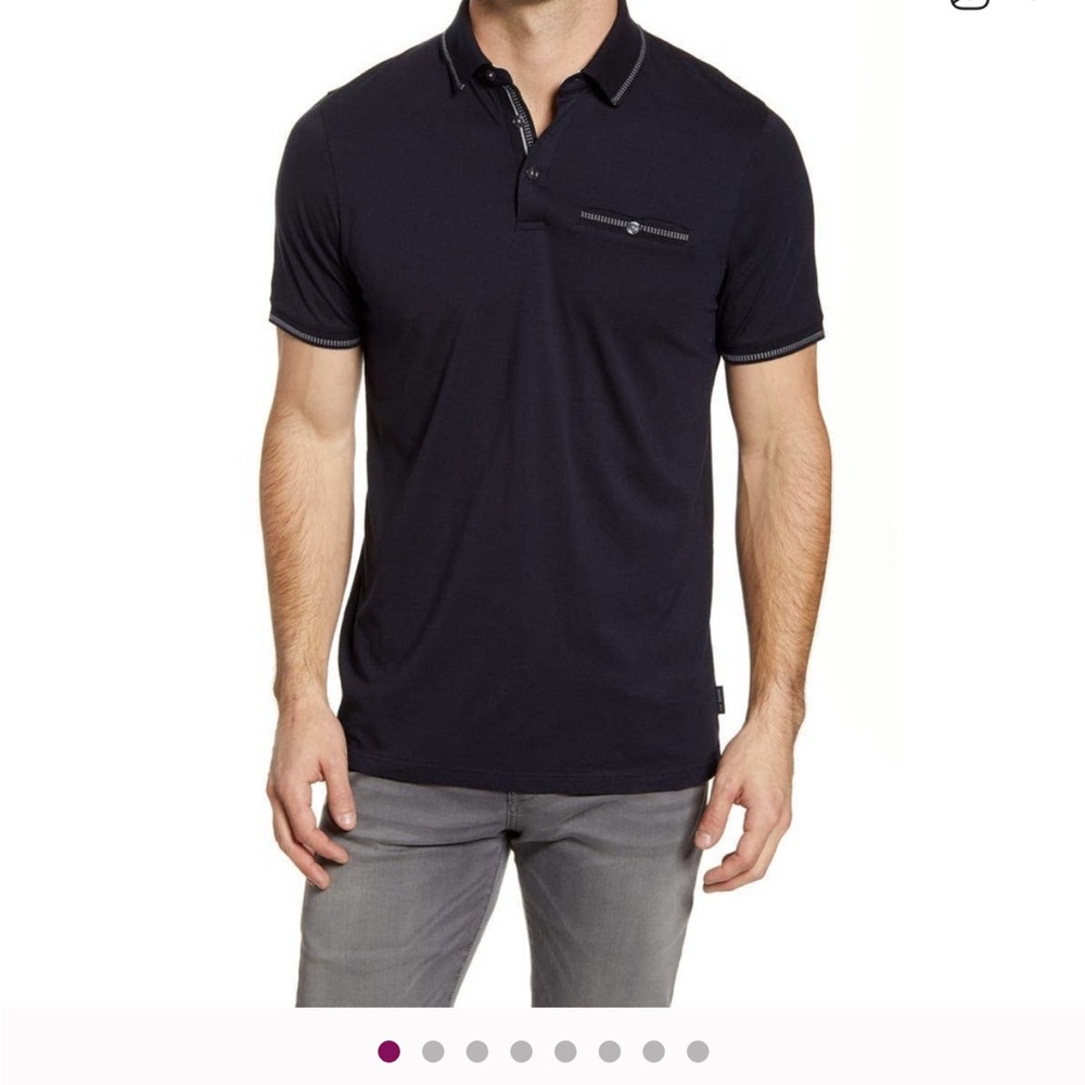 Ted Baker Men's Tortilla Slim Tipped Pocket Polo Shirt Navy 4 Large